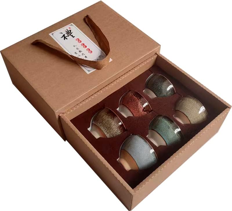 6PCS Handmade Ceramic Tea & Sake Cups (6 Count)