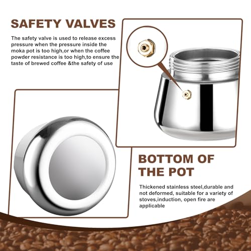 12 Cup Stovetop Espresso Maker Stainless Steel Moka Pot Stove Top Percolator Italian Coffee Makers Capable Mocha Greca Machine Cafe Classic Induction Cookers for Home and Camping 600ml 20oz