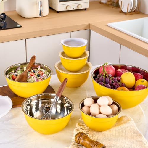 Yellow Mixing Bowls with Lids Set of 7