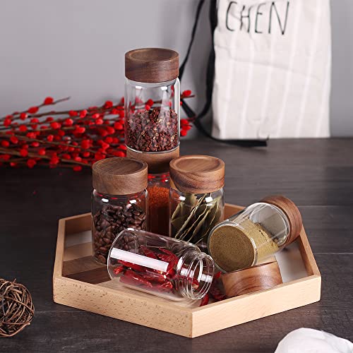6 Pcs Small Glass Spice Jars with Label (6 Count)