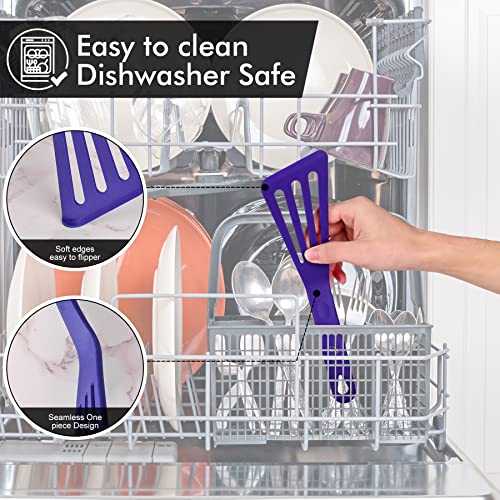 600℉ Heat Resistant Silicone Slotted Fish Turner Spatula Set (2 Count)