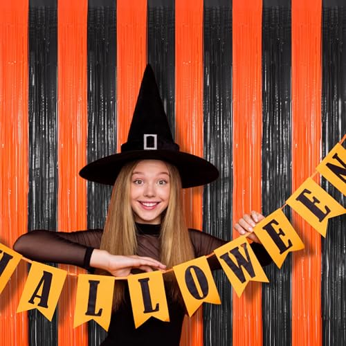 Party Foil Fringe Curtains Backdrop Halloween Decorations (2 Count)
