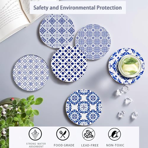 Drink Coasters Set of 6 with Holder