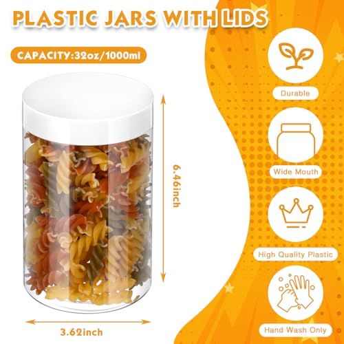 4 Pcs Plastic Jars Wide Mouth with Lids