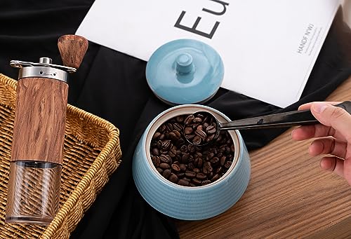 Small Kitchen Ceramic Canister Storage Jar with Lid Blue
