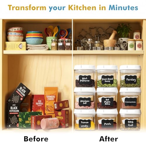 9 PC (0.5L, 17oz) Spice Storage Containers with Lids & 6 Spoons (9 Count)