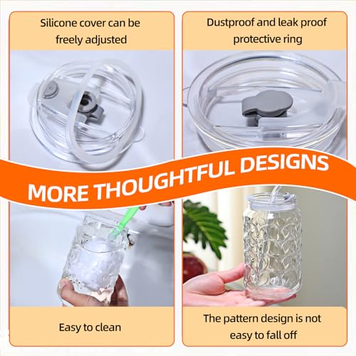 Glass Cups with Lids & Glass Straws 2PCS Set 18oz