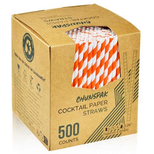 5.75 inch Orange Paper Cocktail Straws (500 Count)
