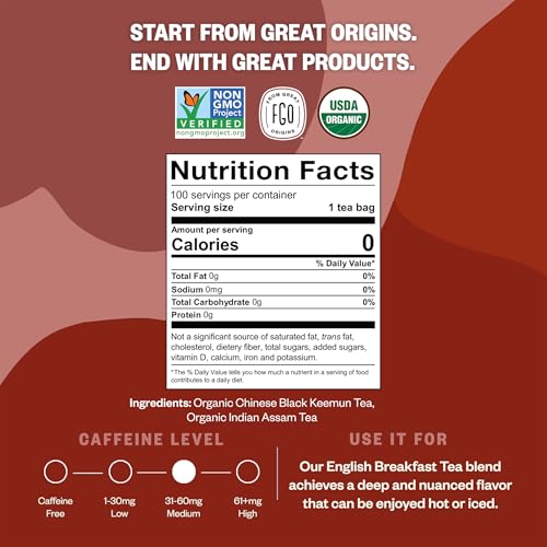 Organic English Breakfast Black Tea (100 Count)