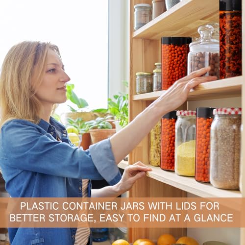 4 Pcs Plastic Jars Wide Mouth with Lids (4 Count)