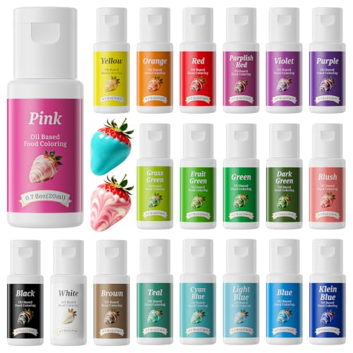 Oil Based Food Coloring for Chocolate 20 Colors .7 Fl Oz Bottles Food Grade Edible Dye for Baking Candy Melts (14 Fl Oz)