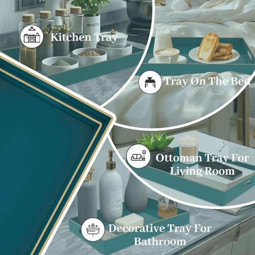 Green Serving Tray with Handles