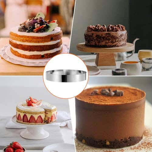 Round Cake Ring 11 x 2 Inch Seamless Stainless Steel Pastry Mousse Dessert Ring Mirror Coating for Baking Cooking Making Tool