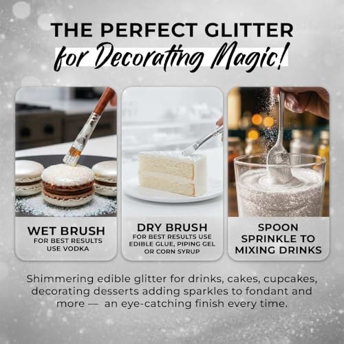 Bulk 20g White Edible Glitter for Drinks