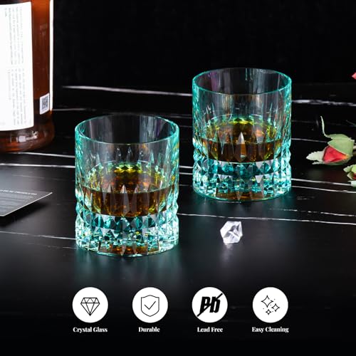 Crystal Whiskey Glasses Set of 2 Hand Blown Old Fashioned Glasses