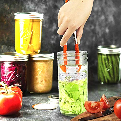 5 Pack Glass Fermentation Weights with Easy Grip Handle and Unique Texture Design for Large Wide Mouth Mason Jars (5 Count)