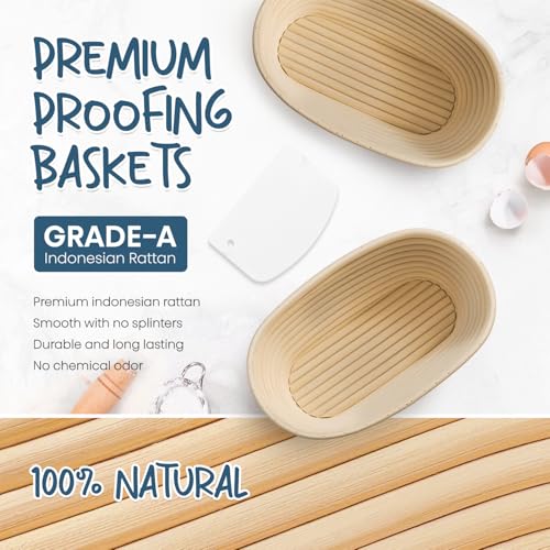 Sourdough Starter Kit with 2 Oval Banneton Bread Proofing Baskets (2 Count)