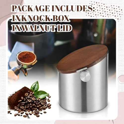 Espresso Knock Box with Walnut Lid for Coffee Grounds