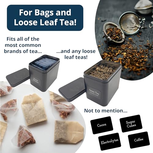 Tea Organizer Rack with 9 Tins & 160 Magnetic Labels