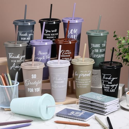 36 Pcs Employee Appreciation Gifts Bulk 24 oz Thank You Tumbler with Lid and Straw Mini Spiral Notebooks and Pens Appreciation Gifts for Team Employee Coworkers Teacher (36 Count)