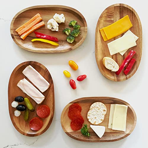 Woodard & Charles Acacia Wood Oval Serving Trays (4 Count)