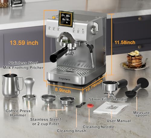 CB2 20 Bar Espresso Machine with Milk Frother Steam 1350W Silver