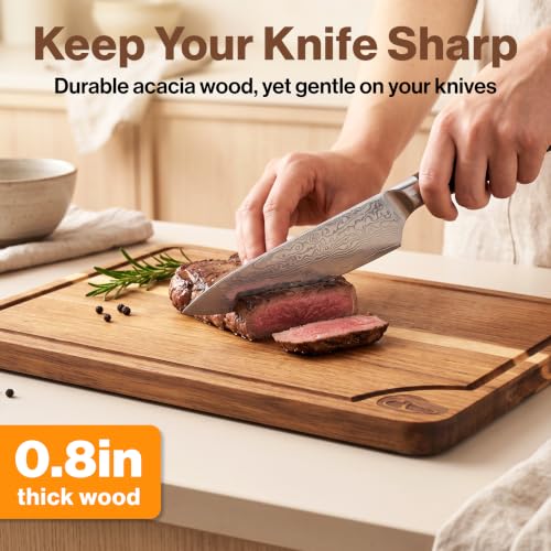 Acacia Wood Cutting Boards for Kitchen Set of 3 (3 Count)