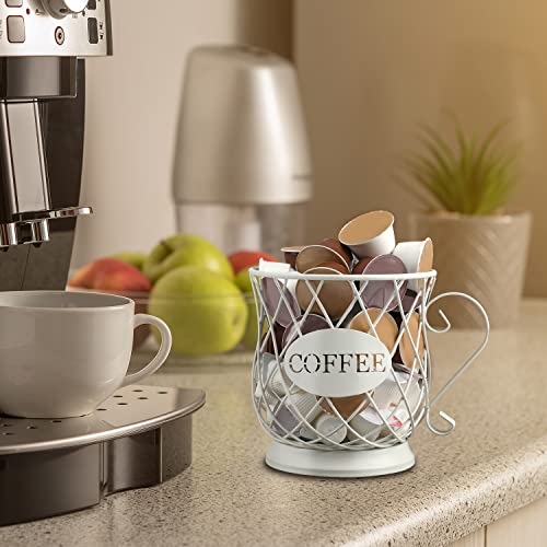 White Medium Coffee Pod Capsule Storage Holder for 35 K Cups Capacity K Cup Holder K Cup Organizer