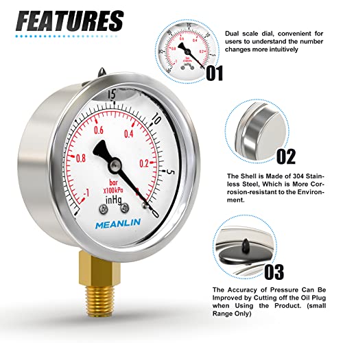 30inHG~0Psi Stainless Steel 1