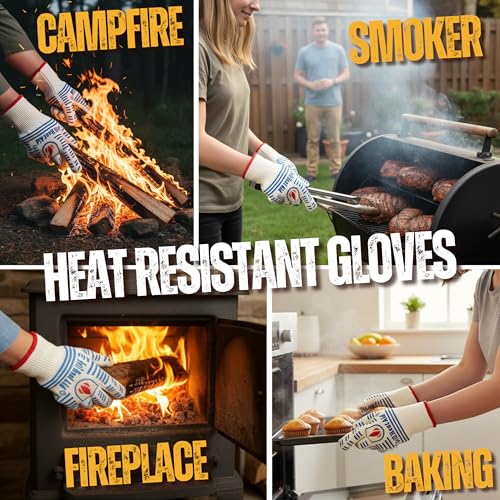 Grill Gloves Heat Proof for Men Grilling BBQ Heat Resistant Gloves (2 Count)