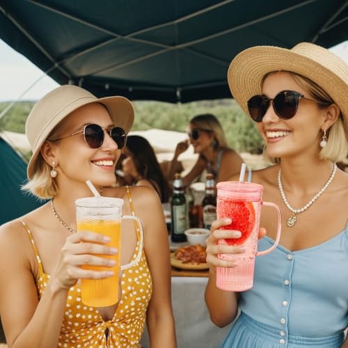 Glass Cups with Lids and Straws (2 Count)