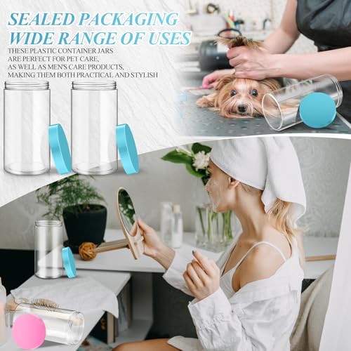 4 Pcs Plastic Jars Wide Mouth with Lids (4 Count)