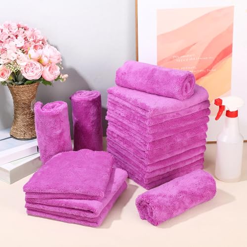 30 Pcs 16 x 16 Inch Edgeless Microfiber Plush Towels for Cars Detailing Drying Wash Polishing Absorbent Cleaning Cloths