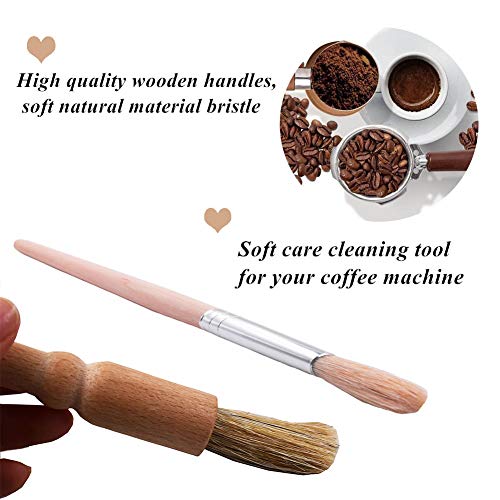 8 Pieces Coffee Brush Set Professional Espresso Brush Kit Include Wooden Coffee Grinder Machine Cleaning Brush and Nylon Espresso Brush for Coffee Machine Group Head