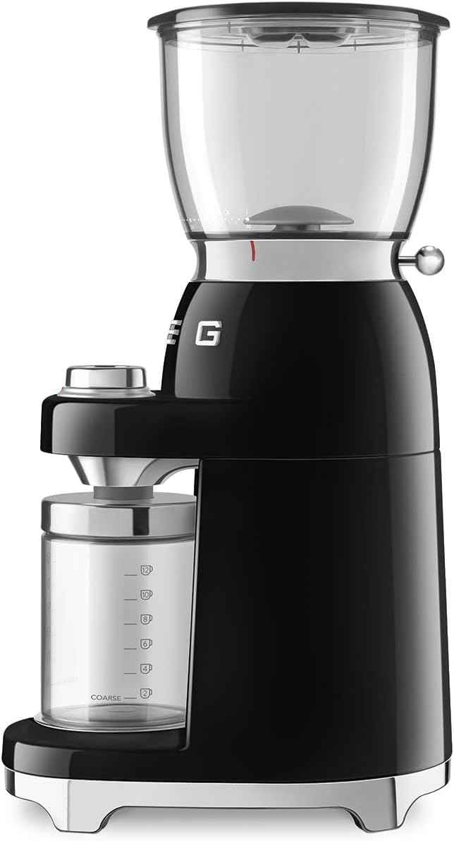SMEG CGF11 Retro-Style Coffee Grinder – Burr Mill with 30 Grind Settings, Stainless Steel Conical Burrs, Removable Hopper – Precision Countertop Grinder for Espresso, Drip, French Press-Black