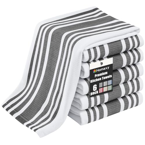 Premium Cotton Stripe Kitchen Towels 6 Pack (6 Count)