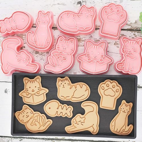 8 pcs Cat Cookie Cutters Set (8 Count)