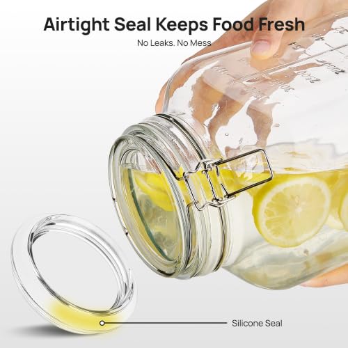 1.1 Gallon Glass Storage Jars with Airtight Clamp Lids (2 Count)