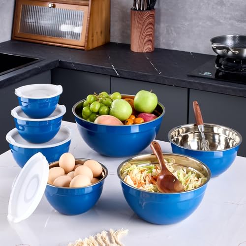Blue Mixing Bowls With Airtight Lids