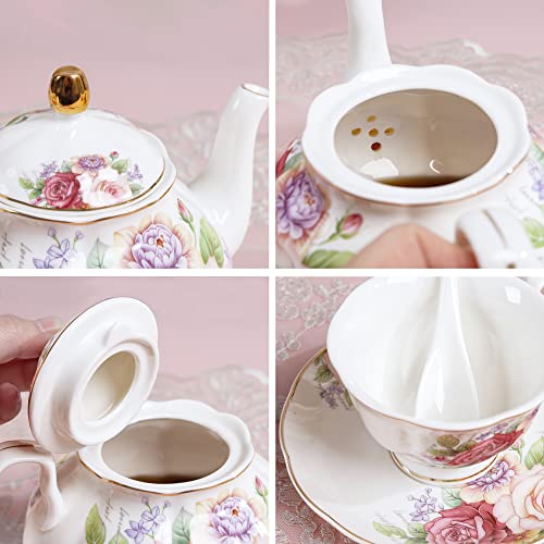 European Vintage Floral Porcelain Coffee Set