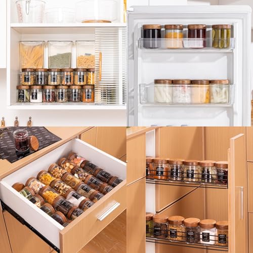 Glass Spice Containers for Kitchen (12 Count)