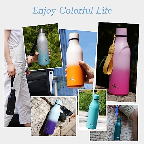 18 oz Insulated Stainless Steel Metal Water Bottle with Strap