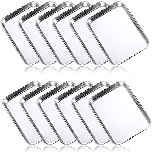 12 Pcs Baking Sheet Stainless Steel Cookie Pans (12 Count)