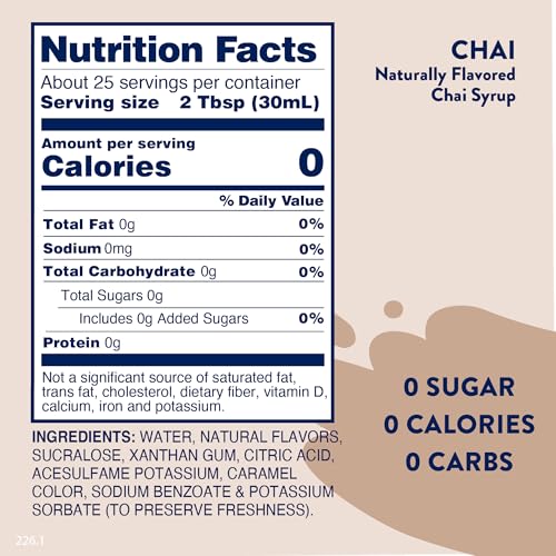 Jordan's Skinny Chai Coffee Flavoring Syrup (25.4 Fl Oz)