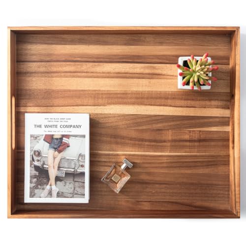 Extra Large Ottoman Wood Serving Tray with Handles