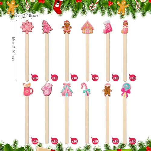 120 Pcs Gingerbread Christmas Stir Sticks Drink Coffee Stirrers (120 Count)