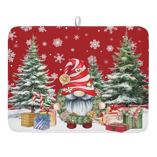 Christmas Dish Drying Mat for Kitchen Counter