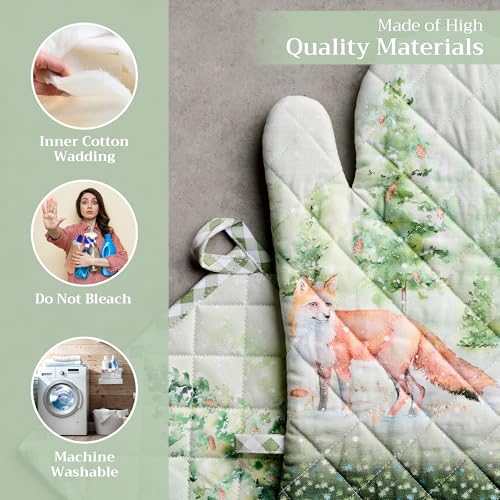 100% Cotton Oven Mitt & Pot Holder Set (2 Count)