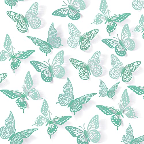 3D Butterfly Wall Decor 48 Pcs Pale Turquoise Butterfly Decoration (48 Count)
