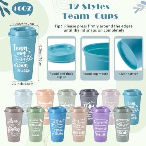 24 Set 96 Pcs Team Appreciation Gift Set Inspirational Employee Appreciation Gift Bulk 16 oz Coffee Cups with Team Notebook Pen Keychains for Staff Teacher (24 Count)